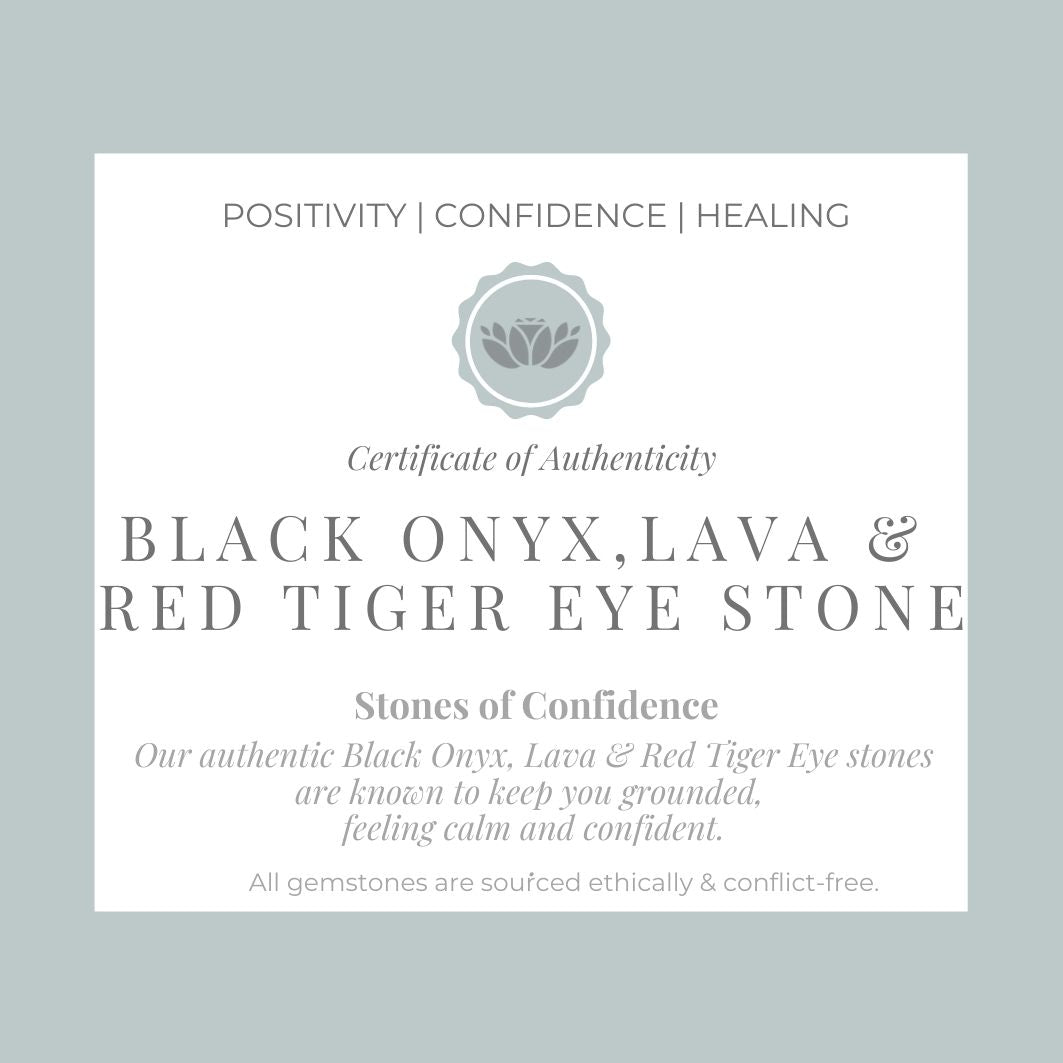 Black Onyx, Lava Stone, and Red Tiger Eye Men's Bracelet certificate 